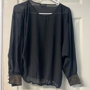 Black long sleeve see through top
